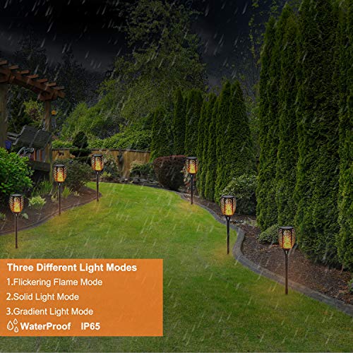 FUDESY 4-Pack Solar Torch Lights,Flickering Flames Lamp LED Outdoor Spotlights Landscape Decoration Lighting Dancing Flame Auto On/Off Dusk to Dawn Security Torches Light for Pathway Garden,FDS96PCS4