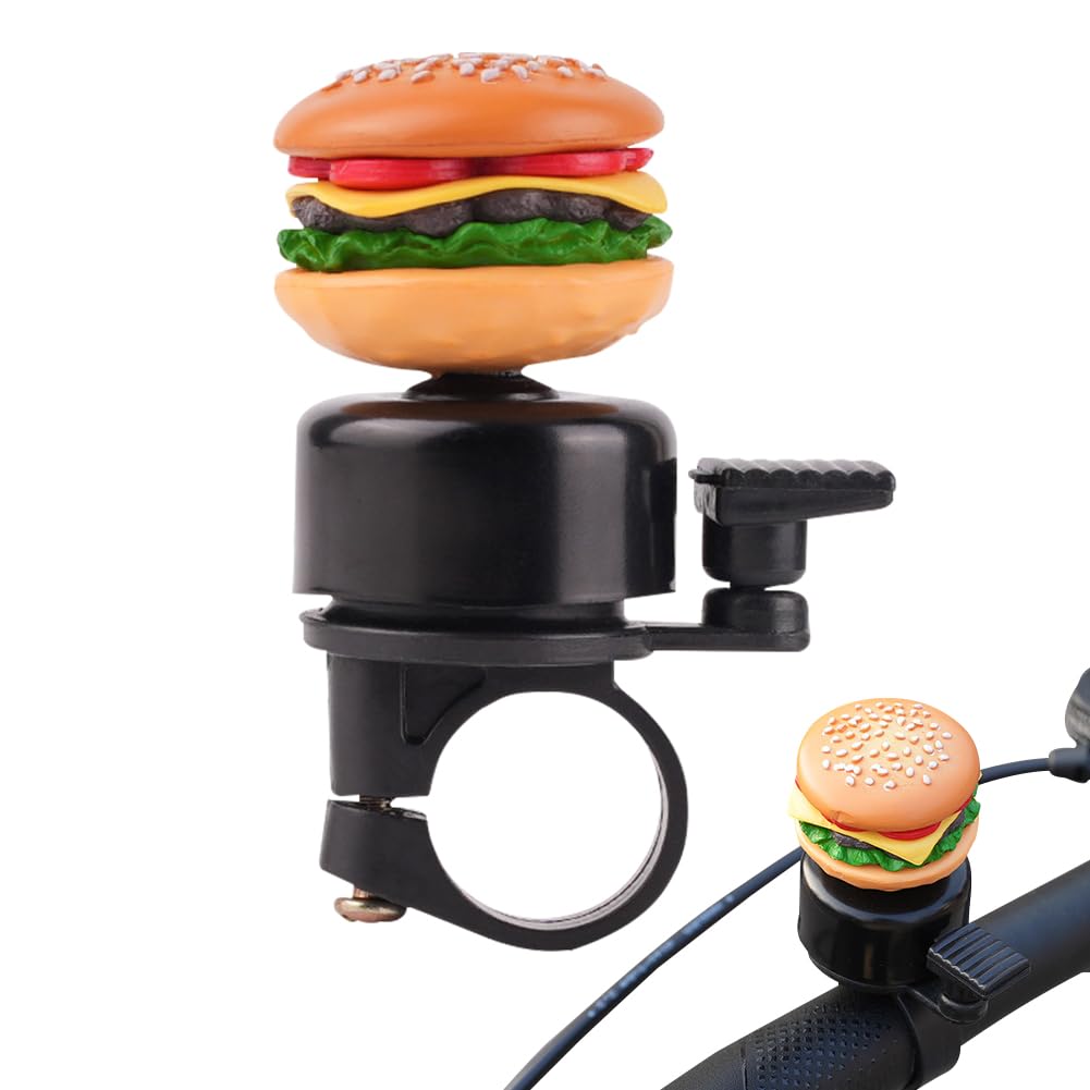 Bike Bell, Hamburg Bicycle Bells, Aluminum Alloy Bicycle Bell, Interesting Hamburg Cartoon Mountain and Road Bike Bell, Scooter Showcasing Bikes Accessories, Personality and Uniqueness