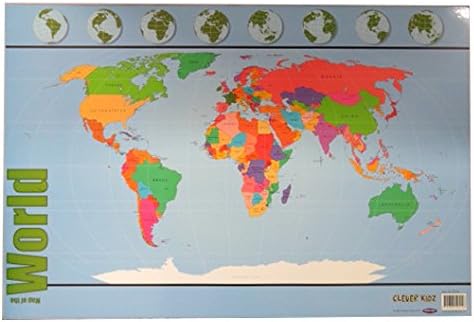 Map of the World Large Wall Poster - Size 33" x 19.5"