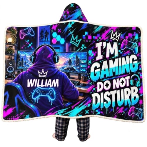 BLUECATUS Personalized Gaming Hooded Blanket