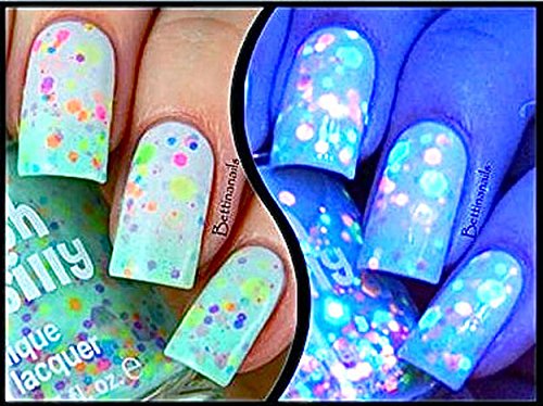 Minty Madness-Color Changing UV Blacklight Thermal Nail Polish: Custom-Blended Indie Glitter Nail Polish / Lacquer