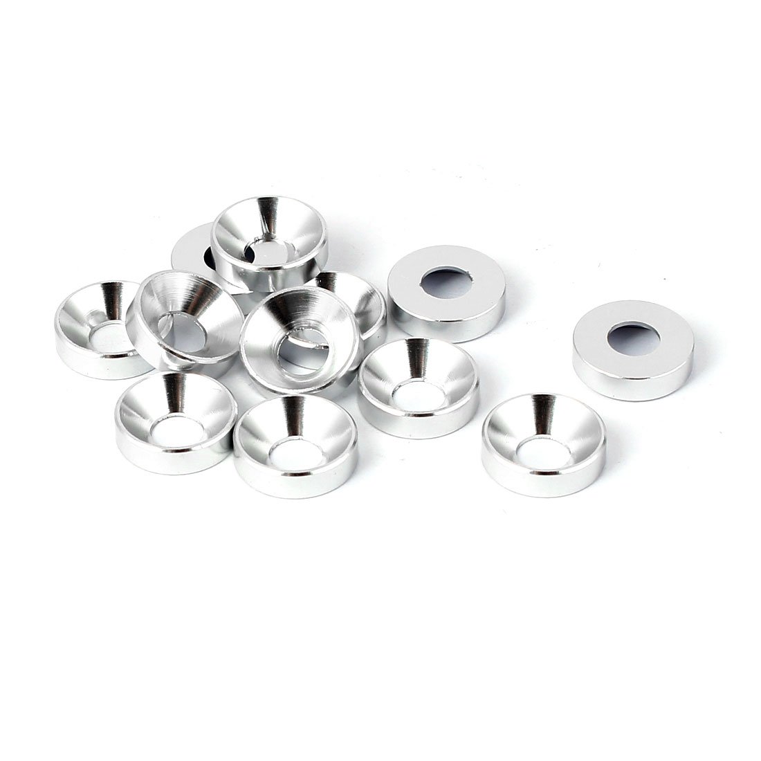 Sourcingmap M5 5mm Flat Head Screw Bolt Aluminum Countersunk Washers Silver Tone 12 Pcs