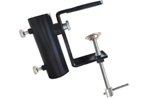 JINHAN Outdoor Umbrella Clamp - Steel Patio Umbrella Holder | Attaches to The Railsor Fence Post, Railing, Bleachers, Benches, Tailgates and More (Black)