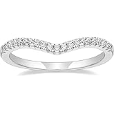 TIGRADE Cubic Zirconia Eternity Band V Shape CZ Stacking Engagement Ring for Women Size 3-12.5