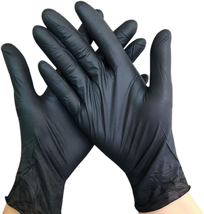 100 Pcs Nitrile Disposable Gloves Powder Free Rubber Latex Free Medical Exam Gloves Non Sterile Ambidextrous Comfortable Industrial Black Rubber Gloves (XL)