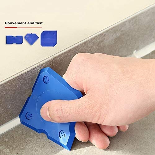 3 in 1 Silicone Caulking Tools（stainless steelhead）, Sealant Finishing Tool Grout Scraper, Reuse and Replace 5 Silicone Pads, Great Tools for Kitchen Bathroom Window, Sink Joint(11Pcs)