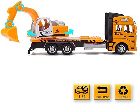 Diecast Toy Cars,2IN1 Excavator Truck Pull Back Vehicle Toys Model Gift For Baby Toddler By Lapfome
