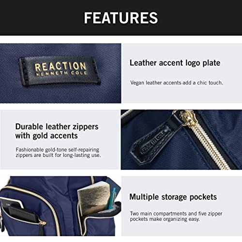 Cole REACTION Women's Sophie Backpack Silky Nylon Laptop & Tablet RFID Bookbag, Navy