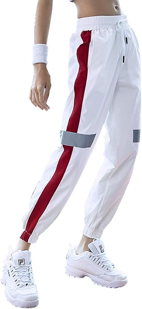 Amazon レディース サイドラインパンツ スポーツ カジュアル ジャージ 下 ライン パンツ ジョガーパンツ ポケット付け スウェットパンツ トレーニング おしゃれ トラック レトロパンツ ブラック ホワイト アクティブロングパンツ 通販