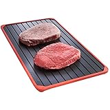 VonShef Defrosting Tray with Red Silicone Border Thaws Frozen Food Faster, Defrost Meat, Vegetables Quicker, No Electricity, No Chemicals, No Microwave