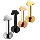 XPIRCN 16G Helix Earing Steel Heart Labret Flat Top Internally Threaded