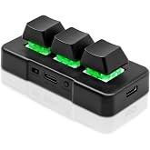 PCsensor 3-Key Mini Keypad 2.4G Wireless 2 in 1 Mechanical Gaming Keyboard Hot Key Customized Program with RGB Led for Gaming OSU Office Work