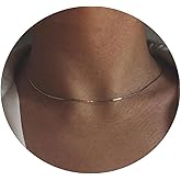 BERISO 14K Gold/Silver Plated Choker Necklace for Women Shining Dots Station Gold Chain Necklace Beads Sparkle Chain Necklace Link Chain Exquisite Jewelry for women