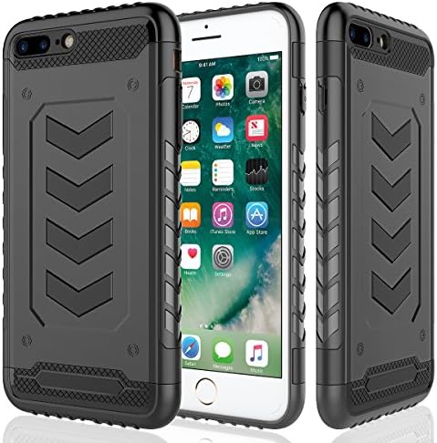 iPhone 6 Plus Case,iPhone 6s Plus Case,Grealthy Hybrid Soft Inner TPU Hard PC Back Cover Military Grade Extreme Drop Tested Heavy Duty Protective Cover [Shock Reduction] Dual Layer Case - Black