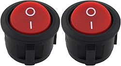 SQXBK 5-Pack Round Rocker Power Switch 6A 250V AC 2