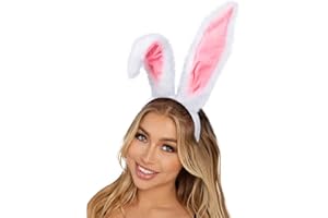 HUACHI Bunny Ear Headbands for Women Easter Pink Rabbit Ears Headband for Party Favors Halloween Cute White Bunny Ears