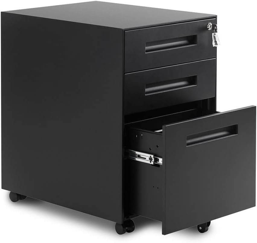 HJhomeheart Mobile Metal Filing with 3 Drawers Stainless Steel