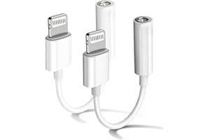 AKAVO Apple MFi Certified 2 Pack Headphone Adapter for iPhone Connects Lightning to 3.5mm Dongle Auxiliary Audio Splitter Cable Adapter Compatible with iPhone 8 11 12 X XR XS Support All iOS System