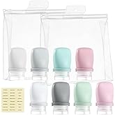 Mulaibdin 8 Pcs 1 OZ Travel Bottles for Toiletries, Silicone Travel Size Containers with Clear Carry Bag and Stickers, Empty 