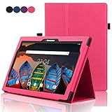 ACdream Lenovo Tab 2 A10 & Lenovo Tab3 10 Business Case, Folio Leather Cover Case for Lenovo Tab2 A10-70/Tab2 A10-30/TAB-X103F Tab 10/Tab3 10 Business Tablet, Hot Pink