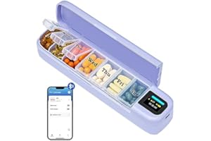 Daviky Smart Pill Organizer with Alarm, Bluetooth Daily Once a Day Pill Box 7 Day with APP, Weekly Travel Pill Case, Portable Pill Reminder for Medicines, Supplements and Vitamins(Purple)