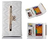 Note 3 Case,Galaxy Note 3 Case, Welity White Color Bow Lace Fashion Butterfly Button Pu Leather Wallet Flip Feature with Credit/id Card Magnetic with Case for Samsung Galaxy Note 3 Note III N9000 and one gift