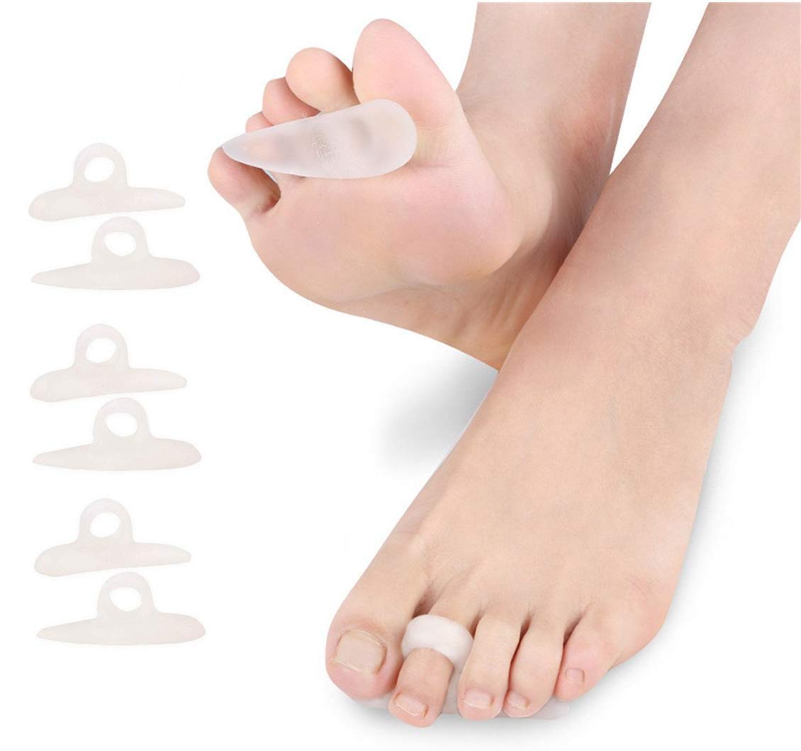 CAREOR 6 Pieces Hammer Toe Cushion - Hammer Toe Gel Pads Corrector & Straightener for Curled, Curved, Claw & Mallet Toe Relief - Right & Left Gel Support Crest Cushion (White)