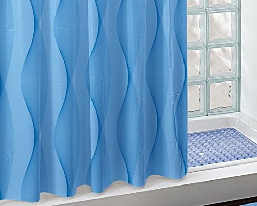 Gedy Extra Long Shower Curtain Blue Electra 180x200cm with Rings C0218-214