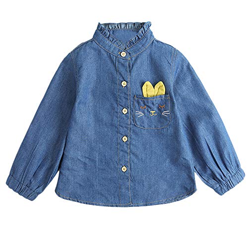 Charberry Toddler Baby Girls Lattice Skirt +Long Sleeve Denim T-Shirt Princess Outfits Set - Thumbnail 3