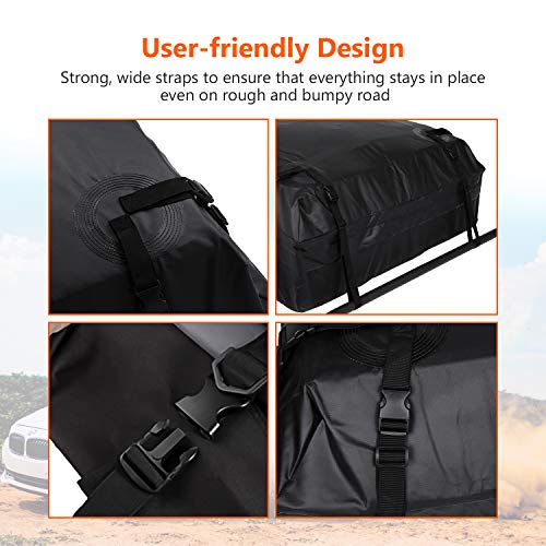 Adakiit Car Roof Cargo Carriers,Water Resistant Soft Rooftop Travel Cargo Bag Box Storage Luggage,Best for Road Traveling, Universal Roof Bag for Cars, Vans, SUVs(15 Cubic Feet) - Thumbnail 5