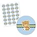 Big Dot of Happiness - Boy Baby Teddy Bear - Baby Shower Circle Sticker Labels - 24 Count