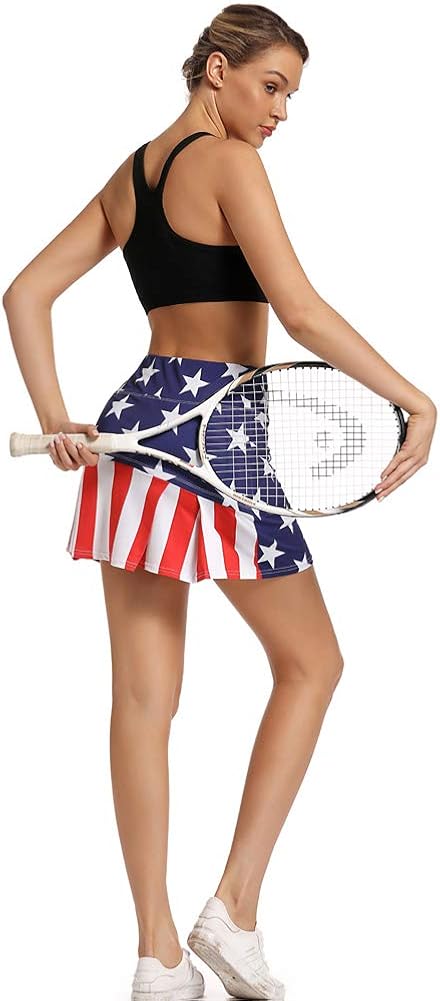 Ultrafun Women's Active Tennis Golf Skort Pleated Athletic Sports Running Skirt with Pockets and Shorts: Clothing