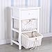 SUNCOO Retro White Shabby Chic Nightstand End Side Bedside Table w/Wicker Storage Wood