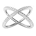 Metal Factory Sterling Silver 925 Cubic Zirconia CZ Criss Cross X Long Ring