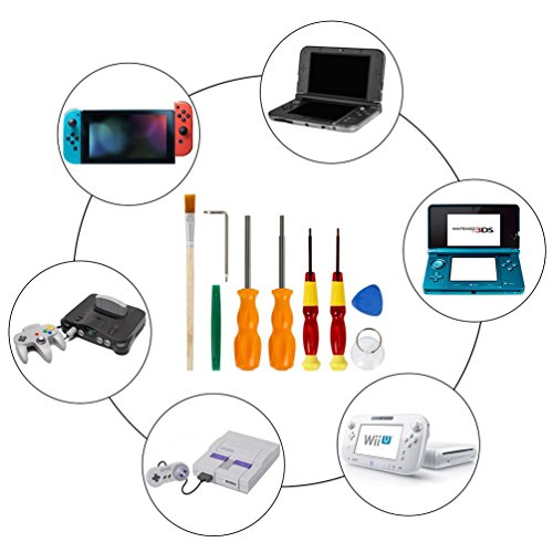 ALLCACA 9 in 1 Nintendo Repair Tool Kit Professional Screwdrivers Set Multi-functional Screwdrivers L Wrench Cleaning Brush Precision Tool Set for Nintendo Switch/Wii/2DS/3DS and More
