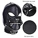 Leather Bondage Gimp Mask Hood, Black Full Face Blindfold Breathable Restraint Head Hood, Sex Toys, for Unisex Adults Couples, BDSM/LGBT Cosplay Restraint Training Toy Halloween Maskthumb 3
