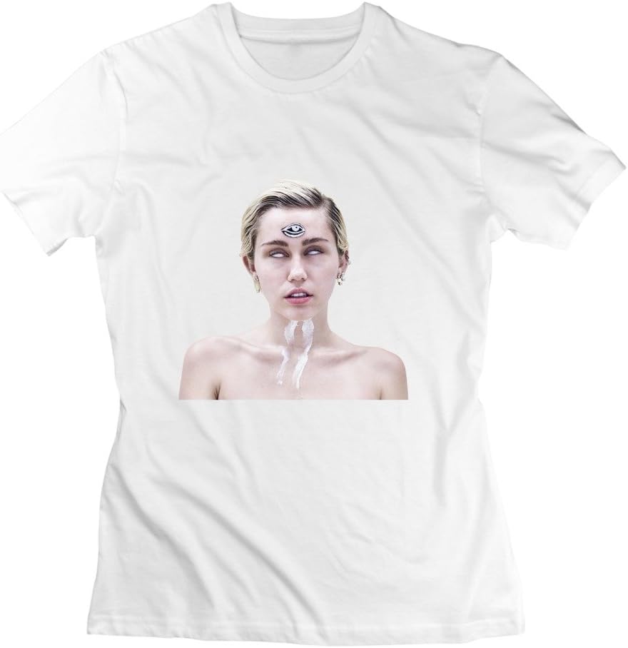 Crew-Neck Miley Ray Cyrus Smiler Funny Diva T-Shirts For Women White