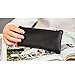 Minimalist Soft PU Leather Pencil Case Handy Travel Organizer Purse Pouch Makeup Bag Black
