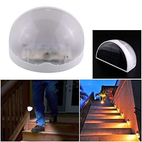 Warm White Solar Power 6 LED Bright Saving Hemispheric Garden Wall Light Outdoor Waterproof Gutter Lamp