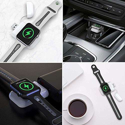 MQOUNY for Apple Watch Wireless Charger,Portable iWatch Charger Magnetic Wireless Charger 1000mAh Pocket Power Bank Compatible for Apple Watch Series 4 3 2 1 5 44mm 40mm 42mm 38mm (White)