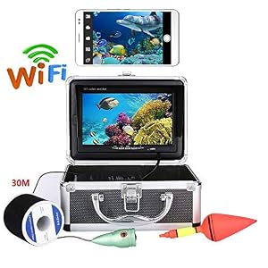 7 ‘pouces Moniteur Couleur 30m 1000tvl Kit De Caméra Vidéo De Pêche Sous-marine, Hd Wifi Sans Fil Pour Ios Android App Prend En Charge L’enregistrement Vidéo Et Prend Des Photos Ccd Couleur Et Caméra