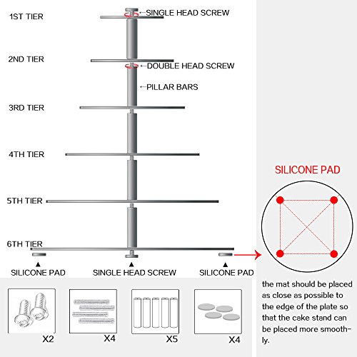 image for BonNoces 6-Tier Round Acrylic Cupcake Stand Dessert Display Holders Cu