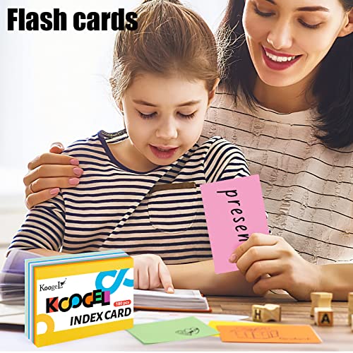 Koogel Flash Cards, A6 Revision Cards 9 Colours Index Cards 150 x 100mm（6x4