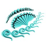 BodyJ4You 54 Pieces Gauges Kit Spiral Teardrop Hanger Tapers and Plugs 14G-00G Stretching - 27 Pairs