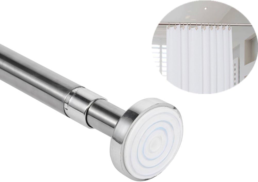 sococo Telescopic Curtain Rod Stainless Steel Extendable Window Shower Curtain Pole Adjustable Curtain Hanger Tension Curtain Rail Pole, 125 to 220cm