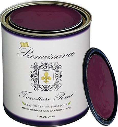 Renaissance Chalk Finish Paint - Plum - Quart (32oz) - Chalk Furniture &amp; Cabinet Paint - Non Toxic, Eco-Friendly