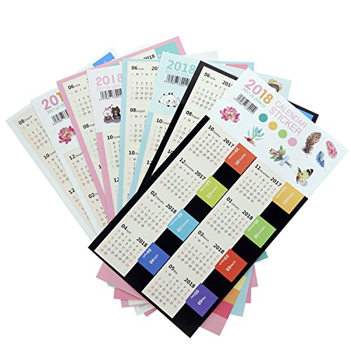 D-worthy 4 Sets 2018 Calendars Stickers Monthly Index Dividers,Self Adhesive Tabs, for Bullet Journal/Planners/Agenda, from October 2017 to December 2018