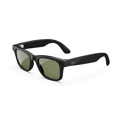 Ray-Ban Meta (Gen 1), Wayfarer, Shiny Black | Smart AI Glasses for Men, Women — 12 MP Ultra-Wide Camera, Open-Ear Speakers for Audio, Video Recording and Bluetooth — Green Lenses — Wearable Technology