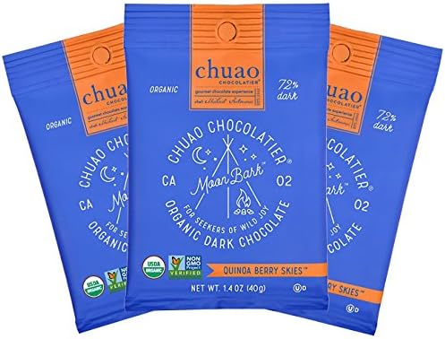 Dark Chocolate - Chuao Chocolatier Moon Bark Quinoa Berry Skies (1.4 oz) - Pack of 3 - Fair Trade Certified Organic - Antioxidant-Loaded 72% Dark Chocolate - Superfood Packed - Gluten Free