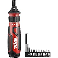 SKIL Rechargeable 4V Cordless Screwdriver with Circuit Sensor Technology, Includes 9pcs Bit, 1pc Bit Holder, USB Charging Cab